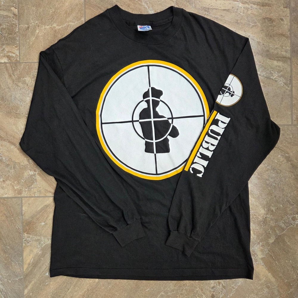 Vintage Public Enemy Long Sleeve Shirt Hanes Beefy-T Rap Tee 90s Hip Hop XL